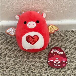Baiden the Dragon Valentines Squishmallow EUC 4 Inches